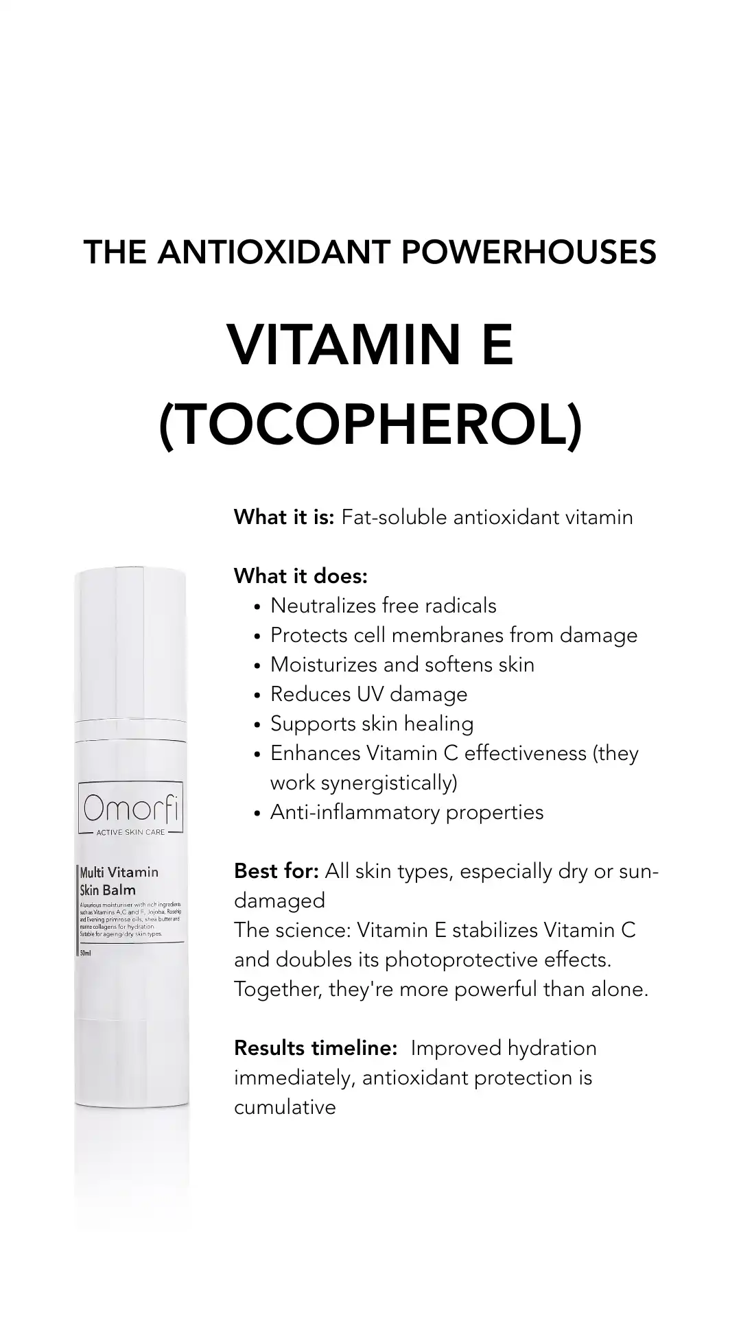Vitamin E Tocopherol Breakdown - Omorfi Active Skin Care